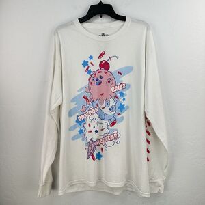 We Bare Bears Shirt Mens Large‎ White Pink Cotton Graphic Print Grizz Ice Bear